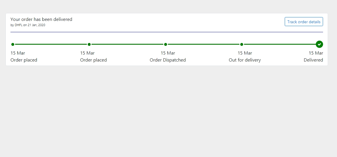 ecommerce product order tracking with progress line