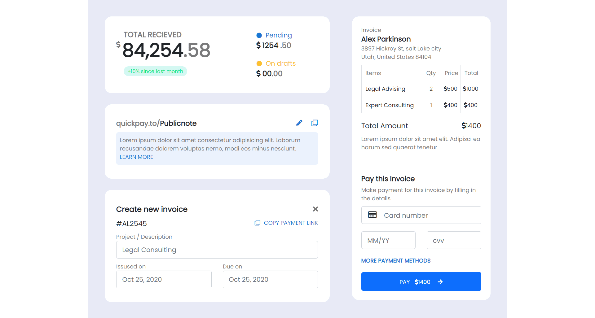 Payment method with invoice