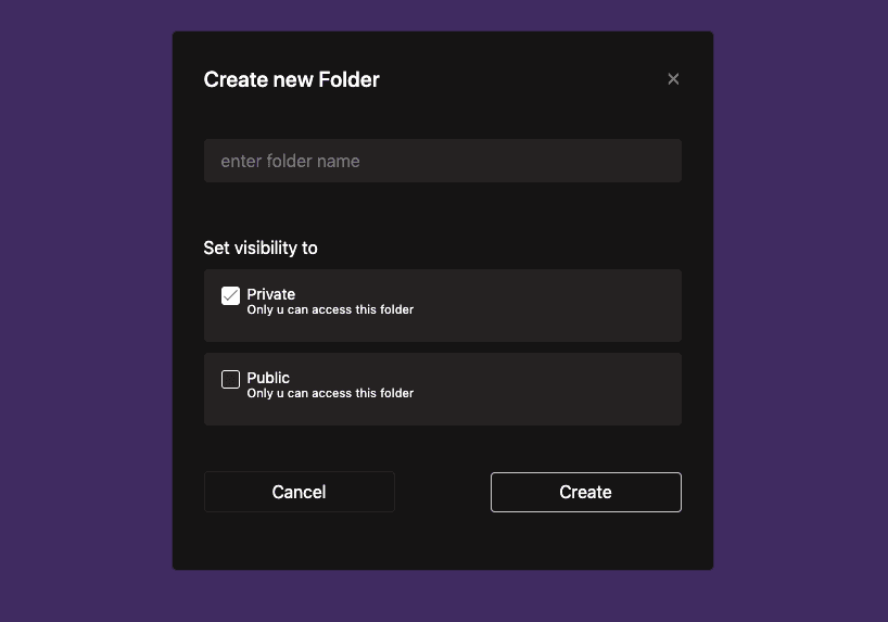 dark modal with custom radio button and input box