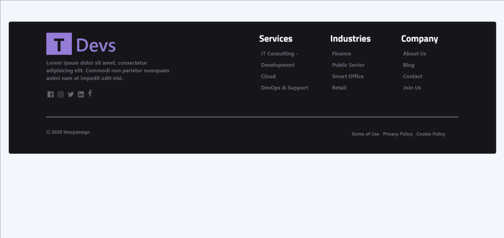 simple footer template ( Dark )