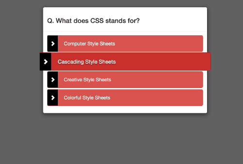 MCQ question and answer container