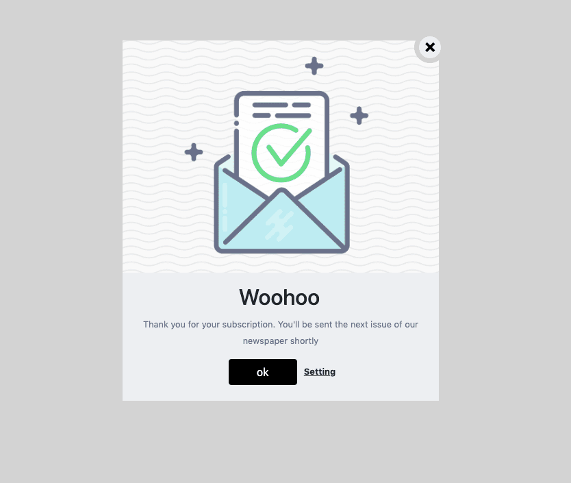 Thanks for your subscription modal