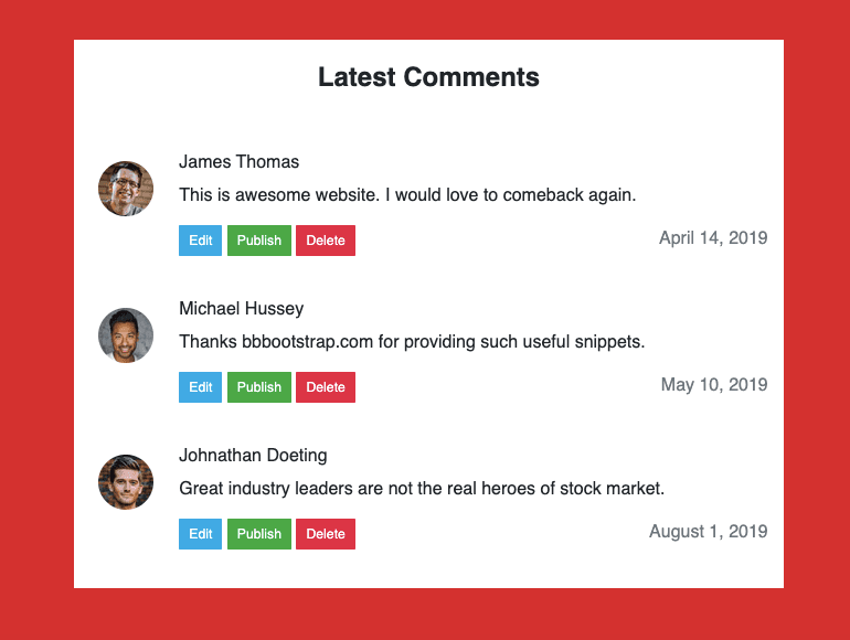 latest comments list section