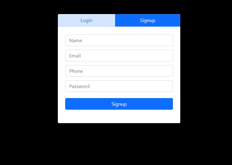 simple tabbed login register form