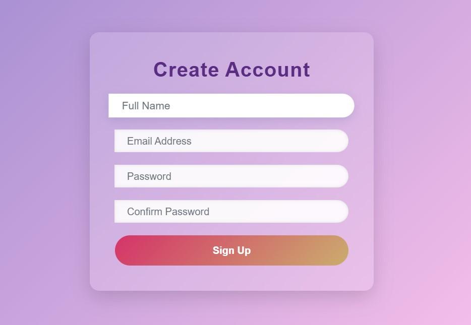 Fancy registration form with hover effects