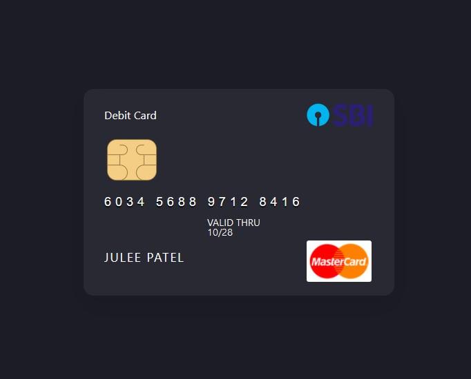 Debit card with logo and animation effect