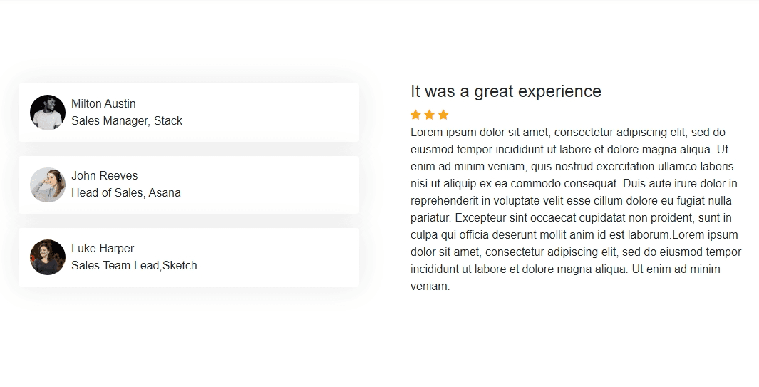 vertical collapsible testimonials