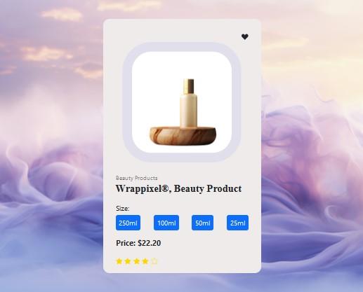 Ecommerce product card with hover rating and icon effect and background