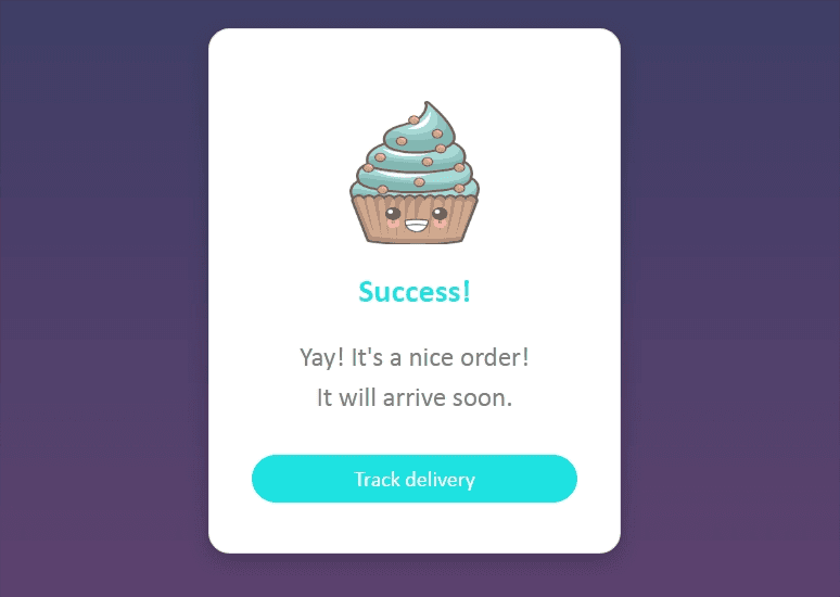 success modal with emoji