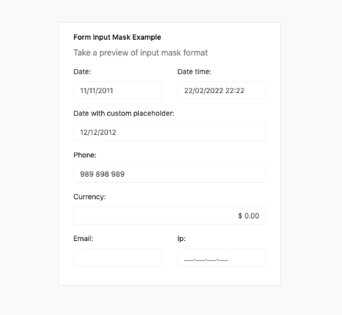 Form input mask