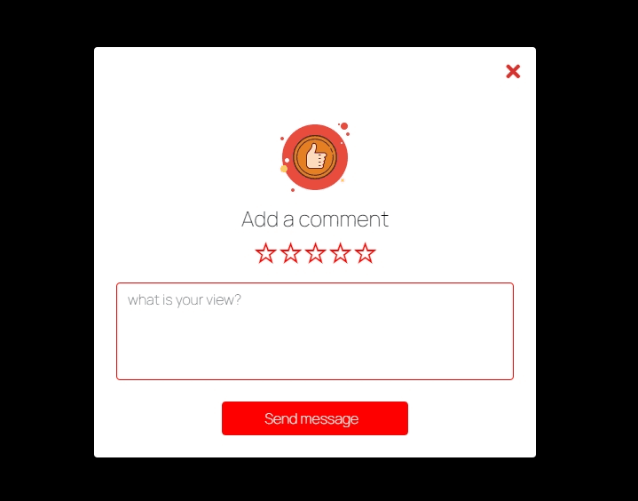 modal comment section with rating