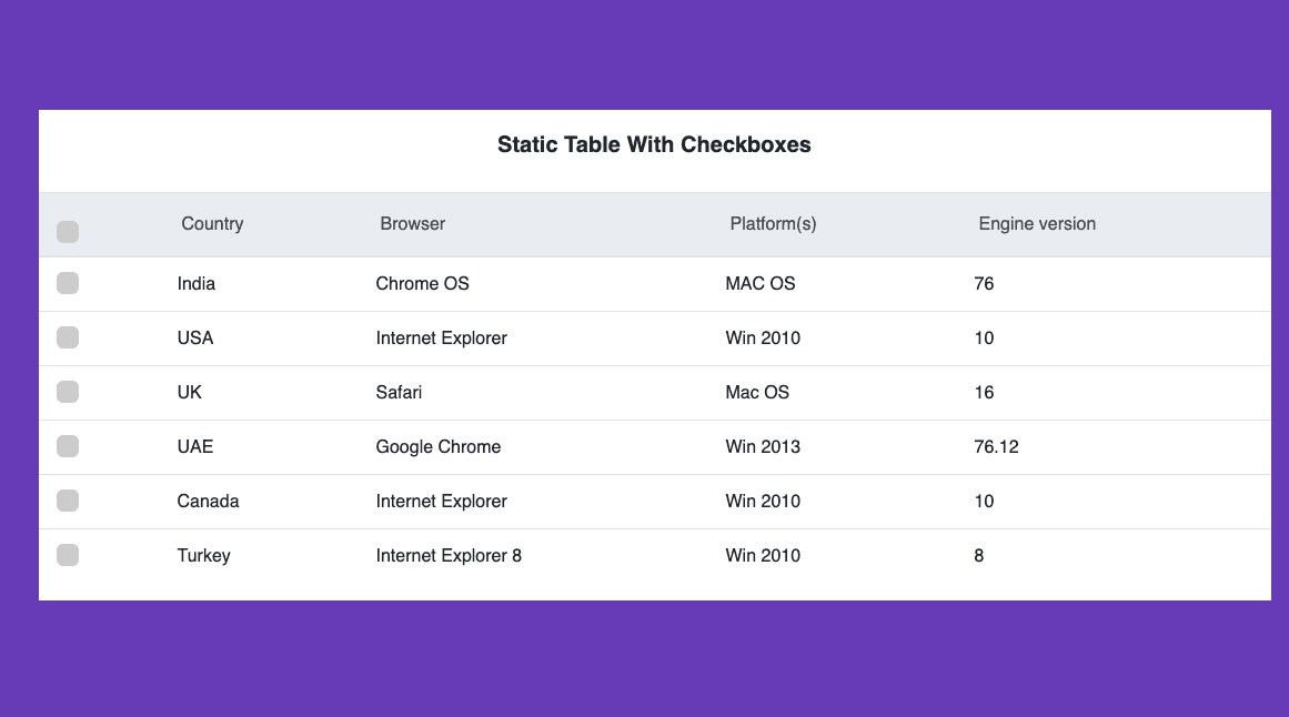 static table with checkboxes and fixed header